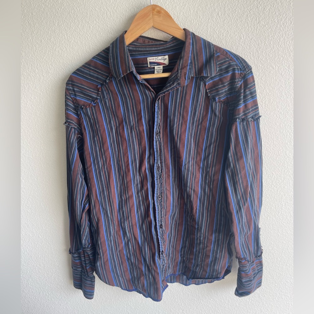 Rare Vintage Men's Button-Up Shirt Top Size Large Western Embroidered